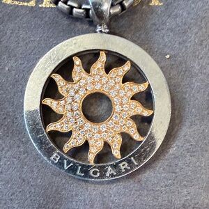 Bulgari Gold and Silver Diamond Sunburst pendant